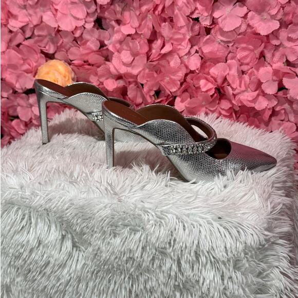 KURT GEIGER Duke Pointed Toe Heels Silver Sz 38 NEW - Picture 7 of 9